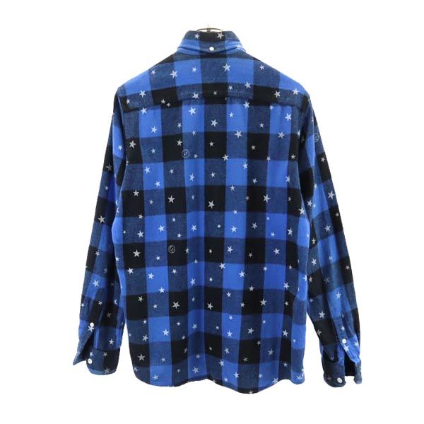 uniform experiment ユニフォームエクスペリメント チェック スター 長袖 ネルシャツ 1 ブルー メンズ