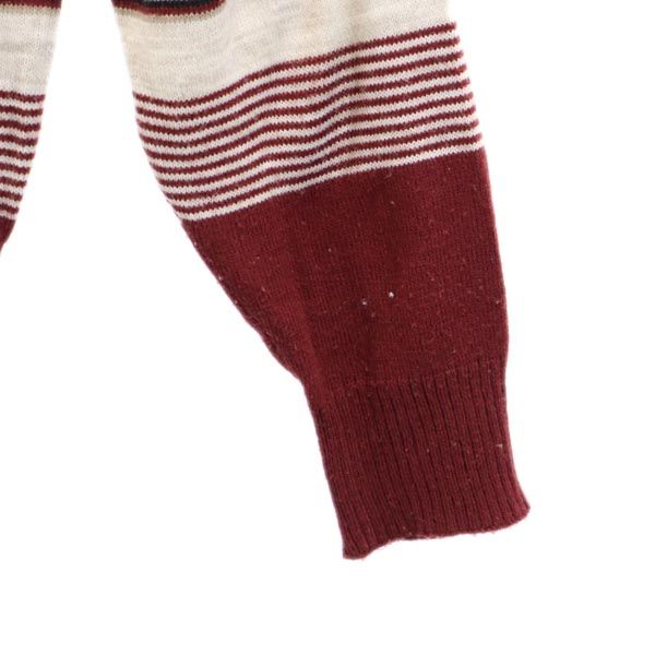 CLASSIC DIRECTIONS クラシックディレクションズ 80s ヴィンテージ ボーダー柄 長袖 ニット ポロシャツ L 赤系 メンズ