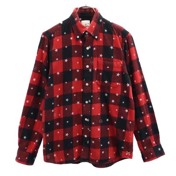 uniform experiment ユニフォームエクスペリメント 日本製 チェック柄 長袖 ボタンダウン ネルシャツ 1 レッド系 メンズ