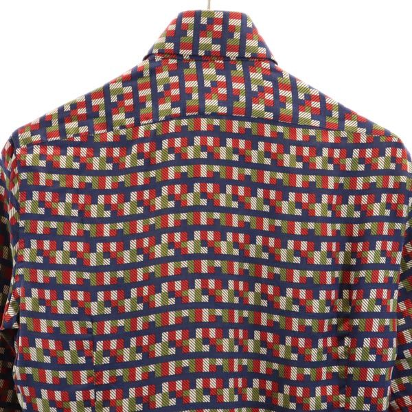 LANVIN ランバン シルクブレンド 総柄 長袖 シャツ 37 メンズ