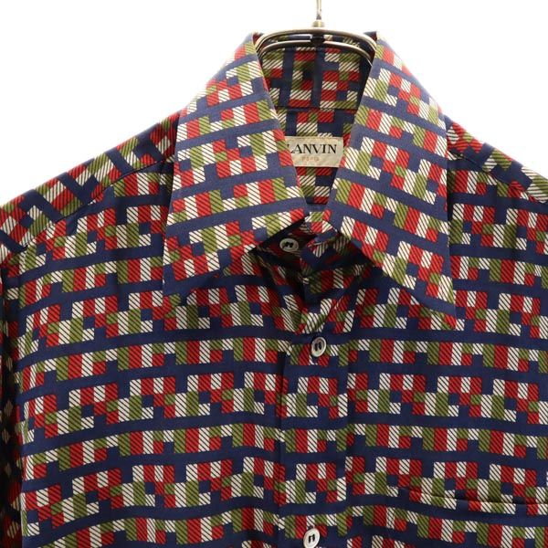 LANVIN ランバン シルクブレンド 総柄 長袖 シャツ 37 メンズ