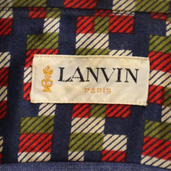 LANVIN ランバン シルクブレンド 総柄 長袖 シャツ 37 メンズ