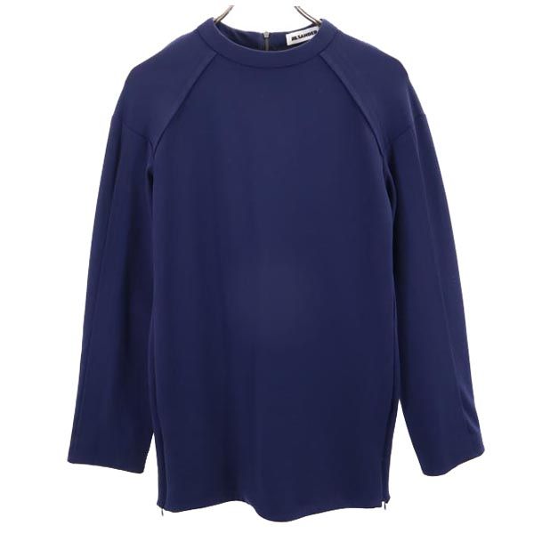 JIL SANDER ジルサンダー イタリア製 長袖 カットソー 34 ネイビー系 バックサイドジップ レディース