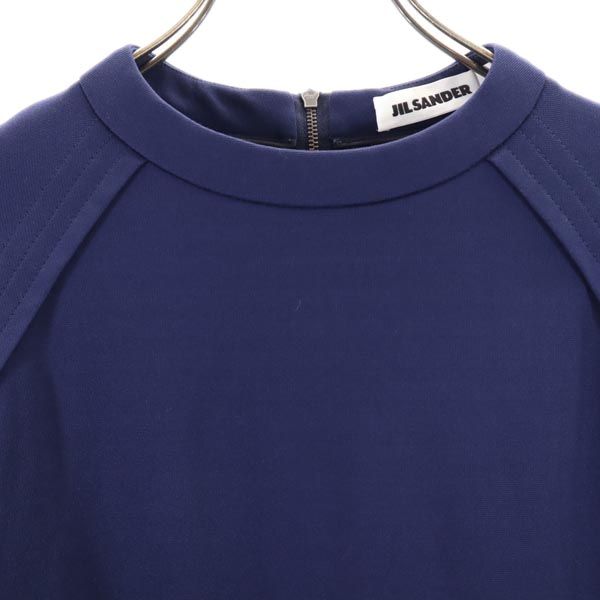 JIL SANDER ジルサンダー イタリア製 長袖 カットソー 34 ネイビー系 バックサイドジップ レディース