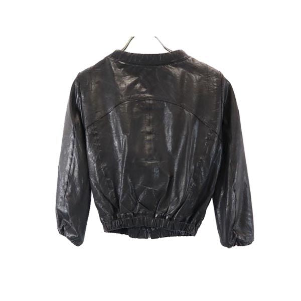 LE CIEL LEU ルシェルブルー シープスキン レザージャケット 38 ブラック系 羊革 レディース