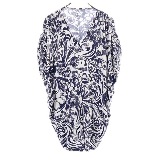 SPORTMAX CODE スポーツマックスコード 総柄 半袖 チュニック S ネイビー系 ワンピース レディース