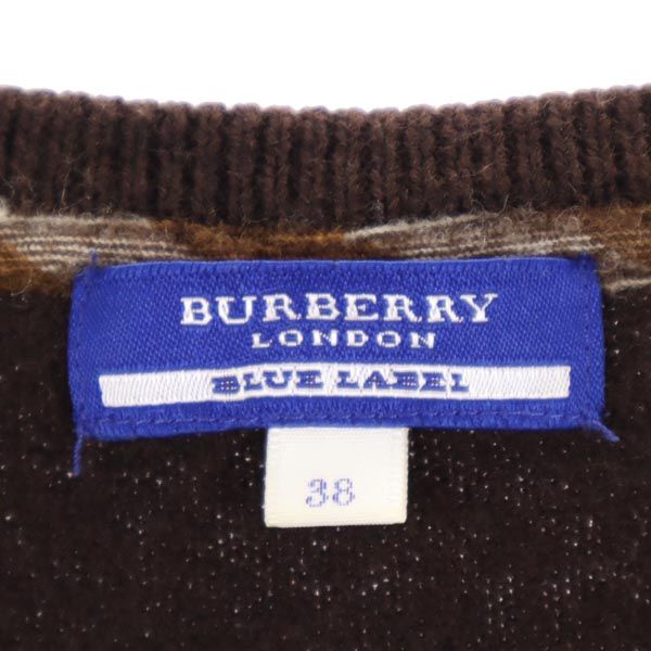 BURBERRY BLUE LABEL バーバリーブルーレーベル 三陽商会 ウール 5分袖 セーター 38 ブラウン系 ニット レディース