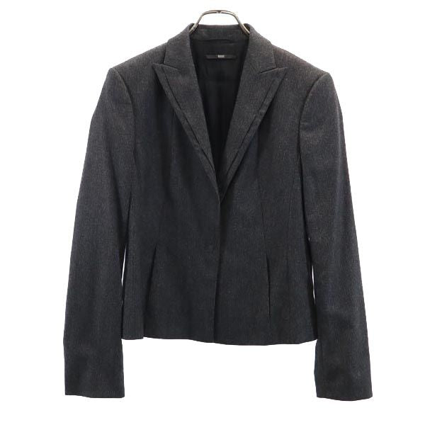 BOSS HUGO BOSS ボスヒューゴボス ウールブレンド ストライプ柄 テーラードジャケット 8 グレー系 レディース