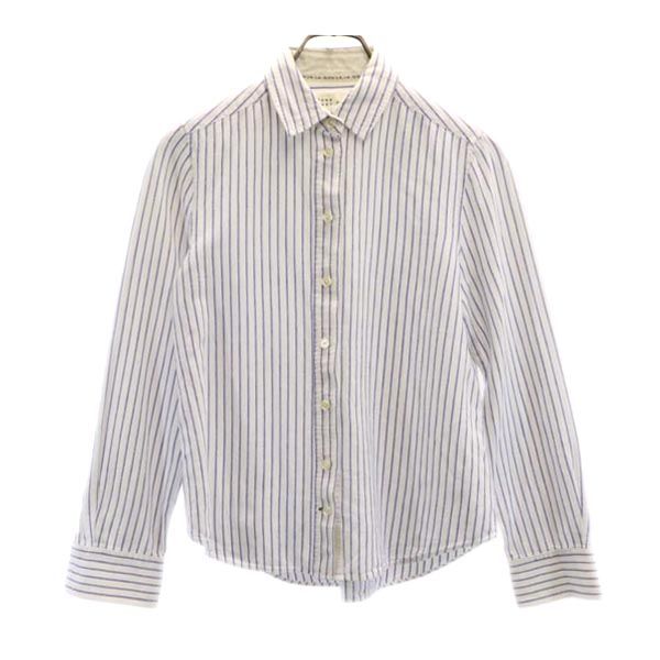 Kate Spade ケイトスペード リネンブレンド ストライプ 長袖 シャツ S ホワイト系 ブルームストリート BROOME STREET レディース