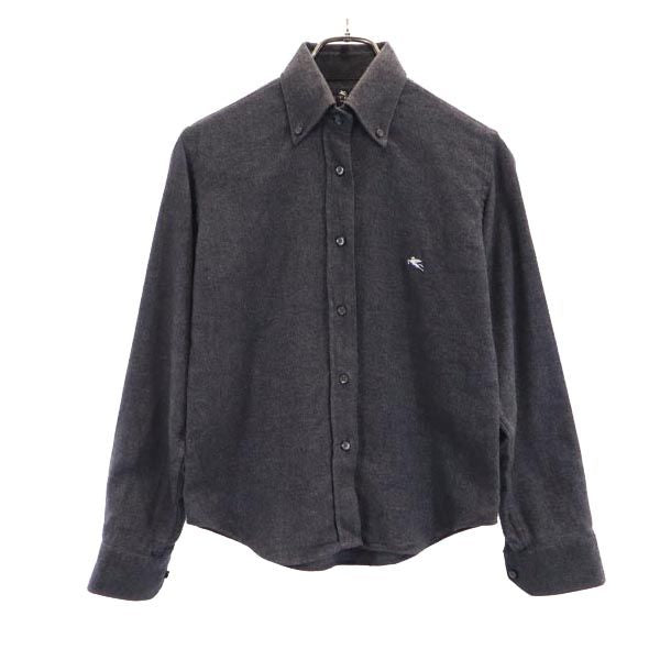 ETRO エトロ イタリア製 長袖 ボタンダウンシャツ 38 グレー系 レディース