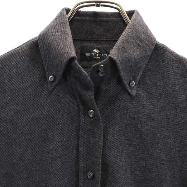 ETRO エトロ イタリア製 長袖 ボタンダウンシャツ 38 グレー系 レディース