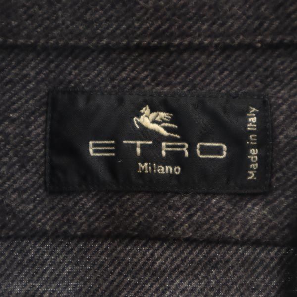 ETRO エトロ イタリア製 長袖 ボタンダウンシャツ 38 グレー系 レディース