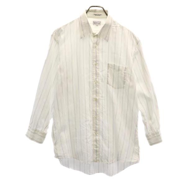 Burberrys バーバリーズ 90s オールド ストライプ柄 長袖 シャツ 42-80 白×グレー メンズ