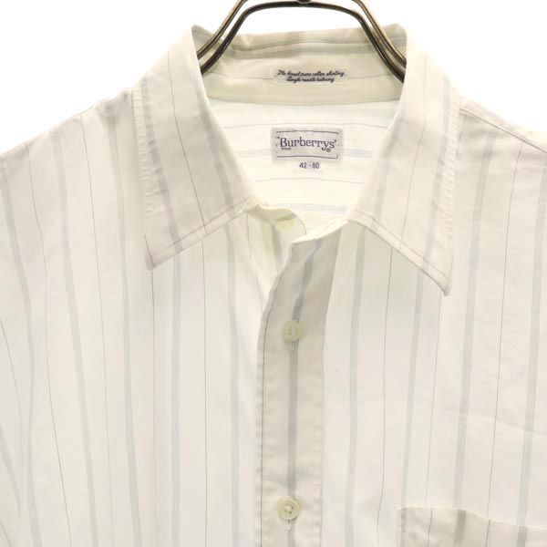 Burberrys バーバリーズ 90s オールド ストライプ柄 長袖 シャツ 42-80 白×グレー メンズ