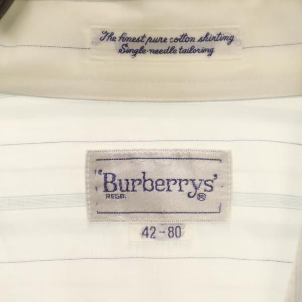 Burberrys バーバリーズ 90s オールド ストライプ柄 長袖 シャツ 42-80 白×グレー メンズ