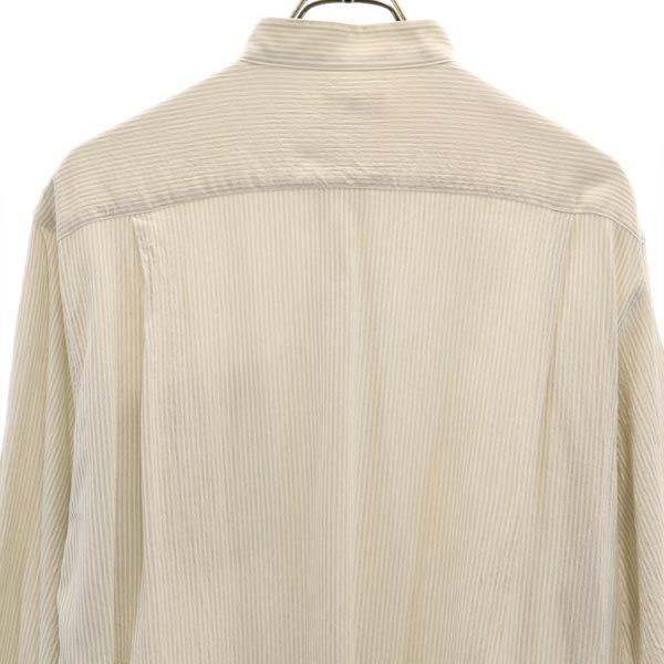 LANVIN ランバン ストライプ柄 長袖 バンドカラー Tシャツ 48 ベージュ系 メンズ