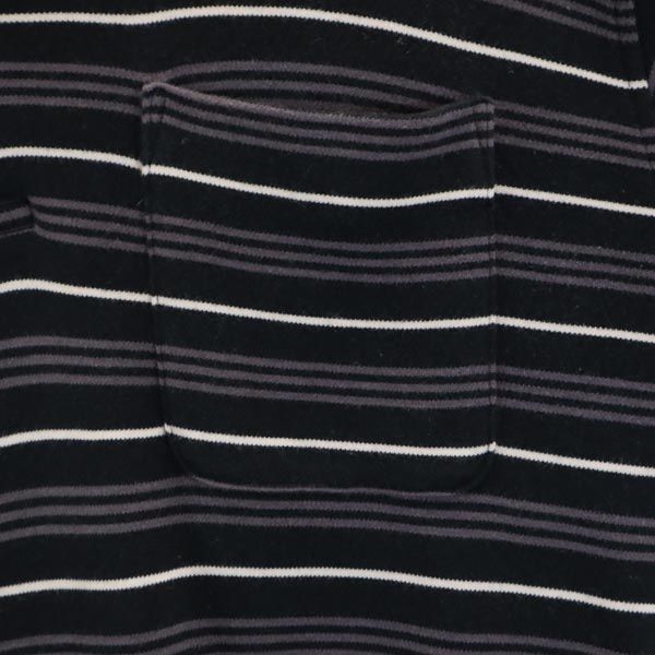 BURBERRY バーバリー 三陽商会 日本製 ウールブレンド ボーダー柄 ゴルフ 長袖 ポロシャツ S 黒系 GOLF メンズ