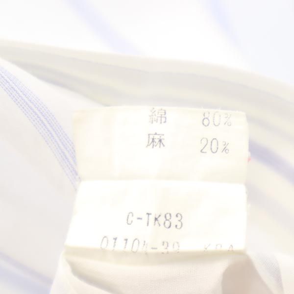 Burberrys バーバリーズ 90s リネンブレンド ストライプ 長袖 シャツ 42 ホワイト系 メンズ