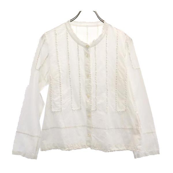 HaaT ISSEY MIYAKE ハート イッセイミヤケ 長袖 バンドカラー シャツ 2 ホワイト系 レディース