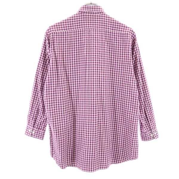 BURBERRY バーバリー 三陽商会 日本製 チェック柄 長袖 ボタンダウンシャツ M 紫系 メンズ