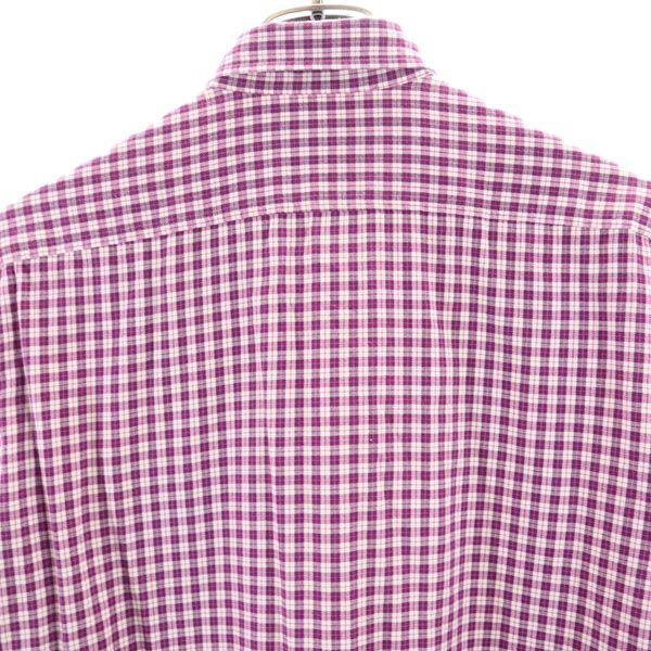 BURBERRY バーバリー 三陽商会 日本製 チェック柄 長袖 ボタンダウンシャツ M 紫系 メンズ