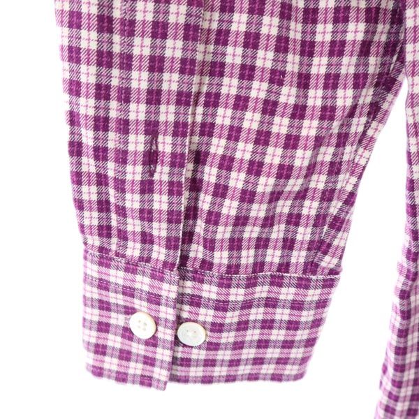 BURBERRY バーバリー 三陽商会 日本製 チェック柄 長袖 ボタンダウンシャツ M 紫系 メンズ