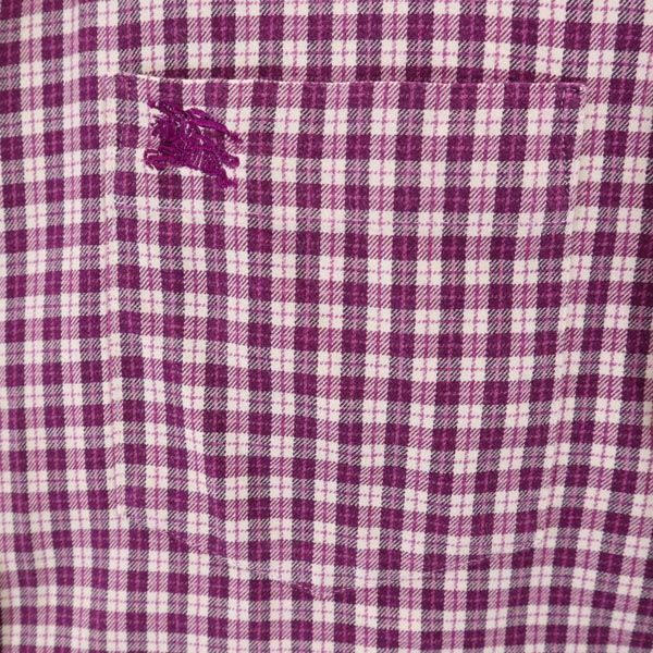BURBERRY バーバリー 三陽商会 日本製 チェック柄 長袖 ボタンダウンシャツ M 紫系 メンズ
