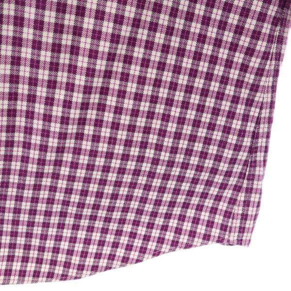 BURBERRY バーバリー 三陽商会 日本製 チェック柄 長袖 ボタンダウンシャツ M 紫系 メンズ