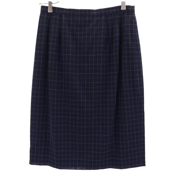 Burberrys バーバリーズ 90s オールド 三陽商会 ウール チェック柄 スカートスーツ 上下 セットアップ 42 ネイビー系 ジャケット レディース