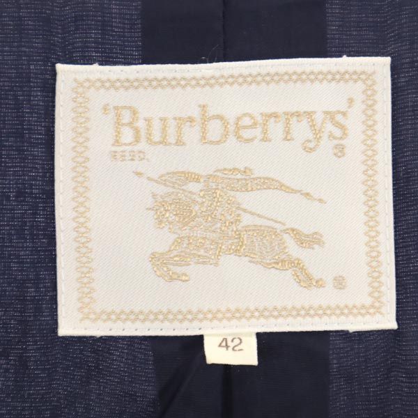 Burberrys バーバリーズ 90s オールド 三陽商会 ウール チェック柄 スカートスーツ 上下 セットアップ 42 ネイビー系 ジャケット レディース