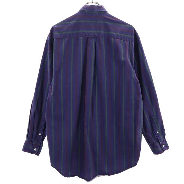 NAUTICA ノーティカ 90s オールド ストライプ 長袖 ボタンダウンシャツ M ネイビー メンズ