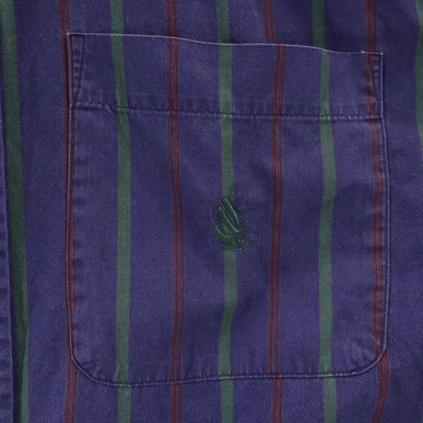 NAUTICA ノーティカ 90s オールド ストライプ 長袖 ボタンダウンシャツ M ネイビー メンズ