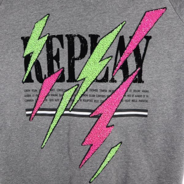 REPLAY リプレイ 長袖 スウェットパーカー XS グレー系 プルオーバー スパンコール 裏起毛 メンズ