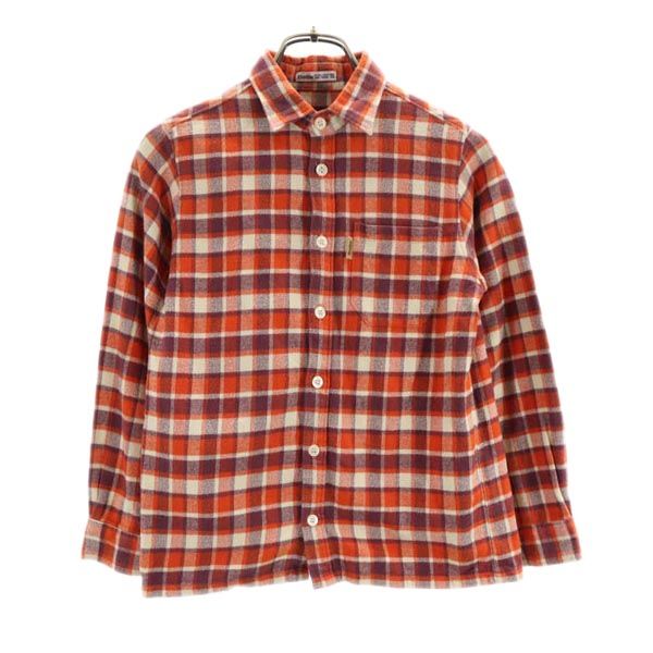 bebe ベベ チェック 長袖 ネルシャツ 130 赤系 キッズ