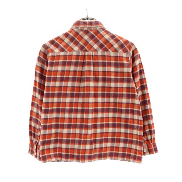 ベベ チェック 長袖 ネルシャツ 130 赤系 bebe キッズ