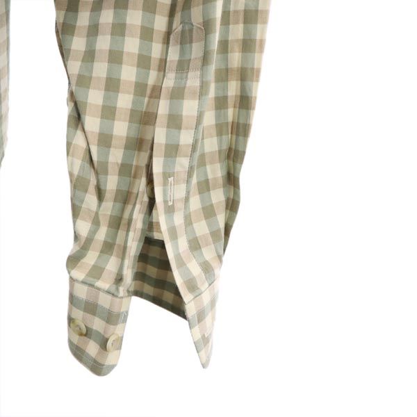 Aquascutum アクアスキュータム 日本製 長袖 チェックシャツ M グリーン系 メンズ