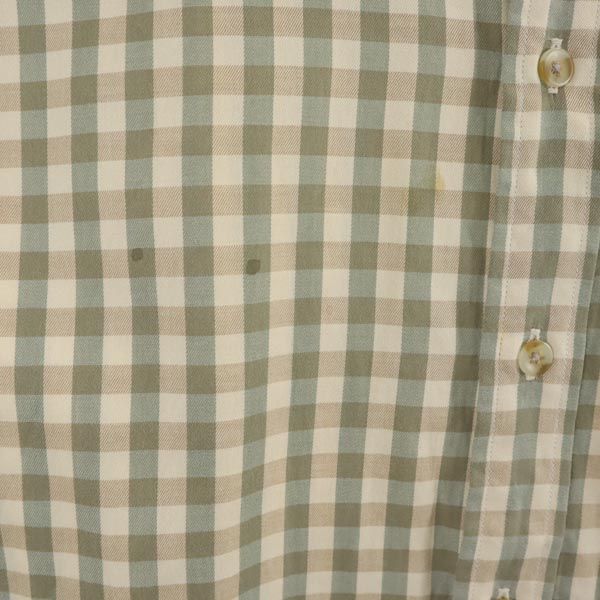 Aquascutum アクアスキュータム 日本製 長袖 チェックシャツ M グリーン系 メンズ