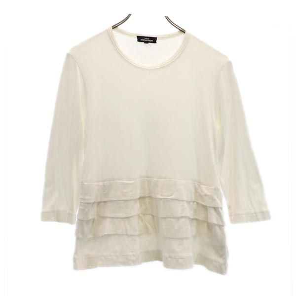 tricot COMME des GARCONS トリココムデギャルソン 2016年 リネンブレンド 7分袖 フリル カットソー M ホワイト系 レディース