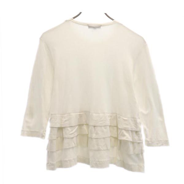 tricot COMME des GARCONS トリココムデギャルソン 2016年 リネンブレンド 7分袖 フリル カットソー M ホワイト系 レディース