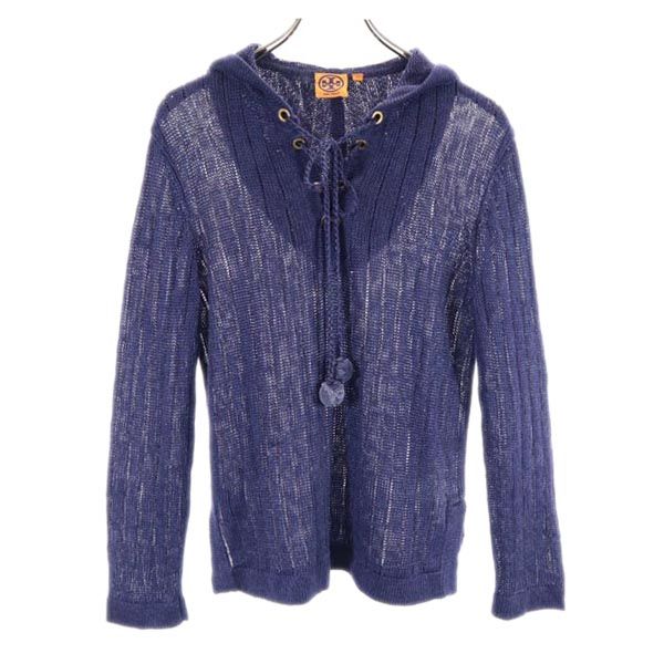 Tory Burch トリーバーチ リネン 長袖 ニット パーカー XS ネイビー系 レディース