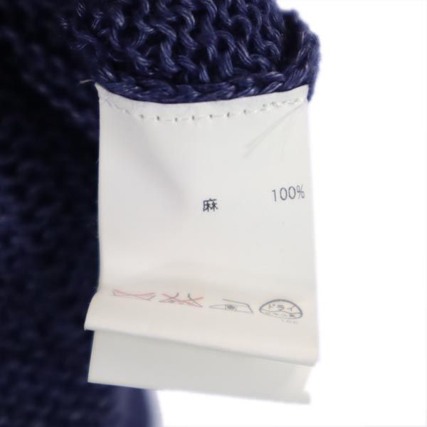 Tory Burch トリーバーチ リネン 長袖 ニット パーカー XS ネイビー系 レディース