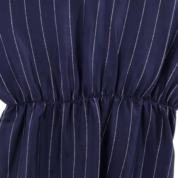 EACH×OTHER イーチアザー シルク ストライプ 長袖 チュニック S ネイビー系 レディース