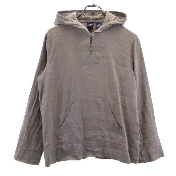 GAP ギャップ オールド リネン プルオーバー ジャケット XS グレー系 フード レディース
