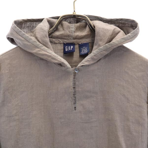GAP ギャップ オールド リネン プルオーバー ジャケット XS グレー系 フード レディース