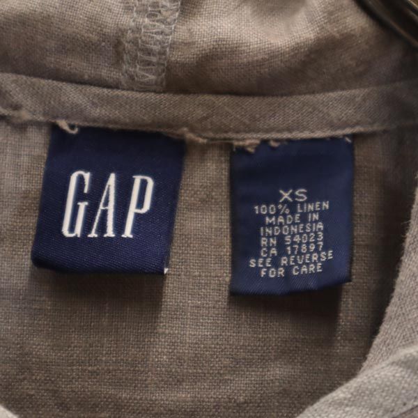 GAP ギャップ オールド リネン プルオーバー ジャケット XS グレー系 フード レディース