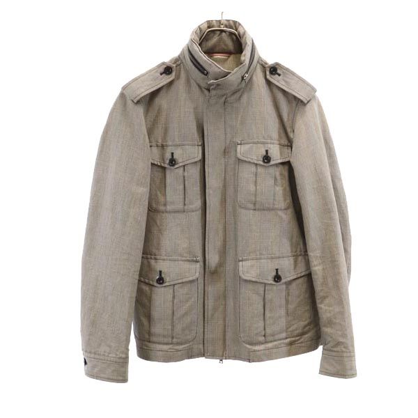 PS Paul Smith ピーエスポールスミス リネンブレンド チェック柄 ジャケット M ブラック系 メンズ