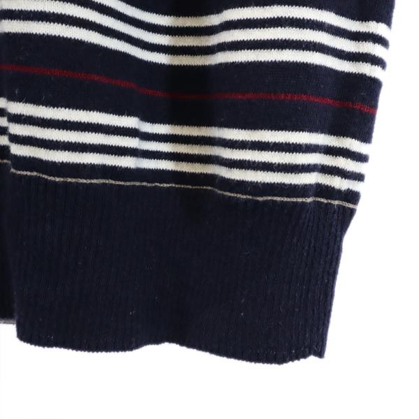 BURBERRY バーバリー ボーダー 長袖 リバーシブル セーター ネイビー×カーキ ニット メンズ