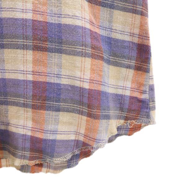 Parhardle Slim 90s オールド チェック 長袖 ウエスタンシャツ パープル系 メンズ