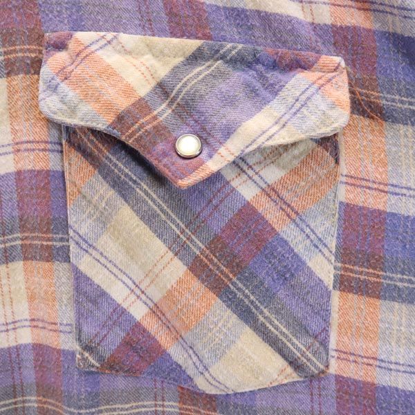 Parhardle Slim 90s オールド チェック 長袖 ウエスタンシャツ パープル系 メンズ