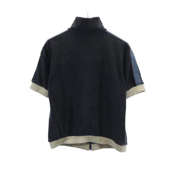 BURBERRY BLUE LABEL バーバリーブルーレーベル 三陽商会 日本製 半袖 パイル地 ジップパーカー M 黒 メンズ